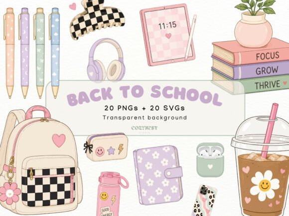 Back to School Cliparts: Graphics for Cute Stationery