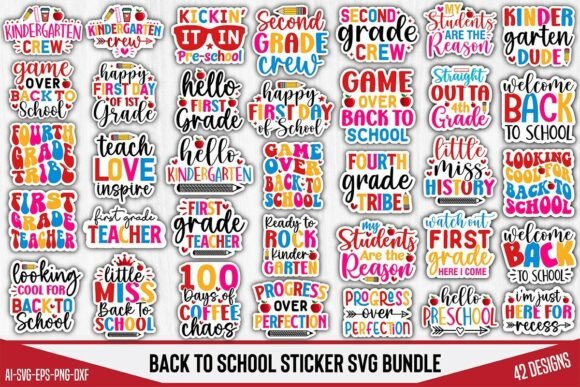 Back to School Sticker SVG Bundle