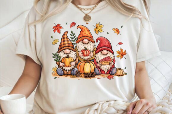 Fall Gnomes with Pumpkins Shirt PNG
