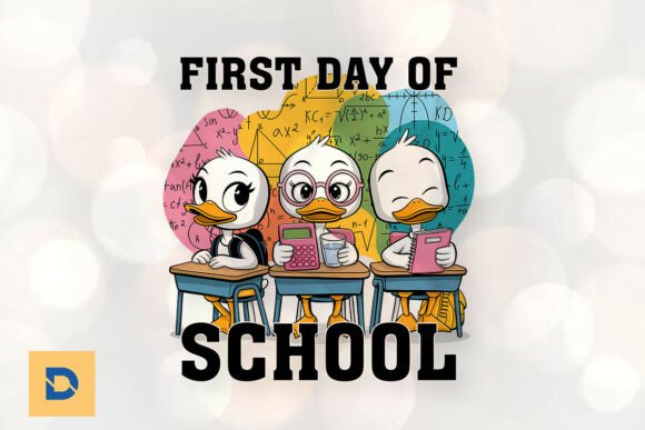First Day of School Funny Goose Back PNG Graphics