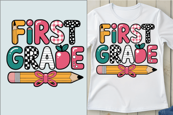 First Grade School T-Shirt Design Graphics