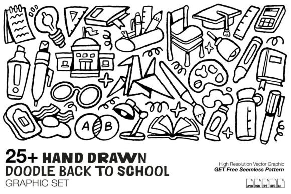 Hand Drawn Back to School Doodle Graphic