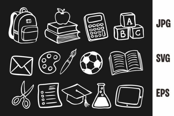 Hand Drawn Back to School Line Art Graphics
