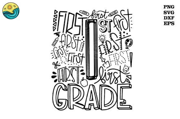 Hand-drawn First Grade SVG for T-Shirt Designs